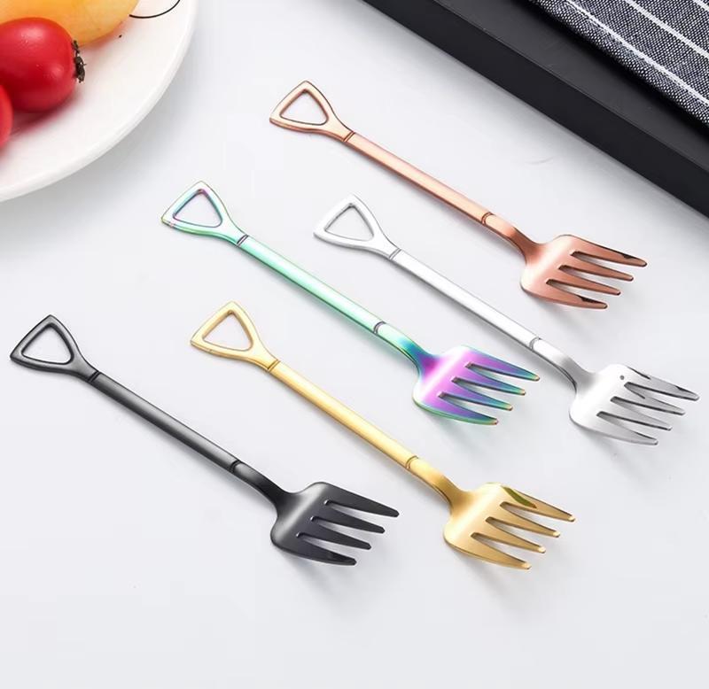 Десертная вилка в форме садовых вил из нержавеющей стали 1 шт. Серебристый - фото 7