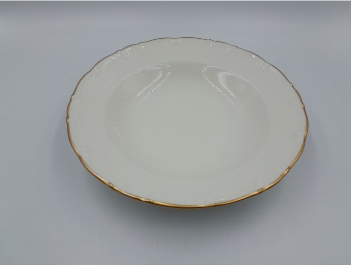Тарелка суповая фарфоровая TULU с золотым ободком 21 см Белый (GOLD-21-soup)