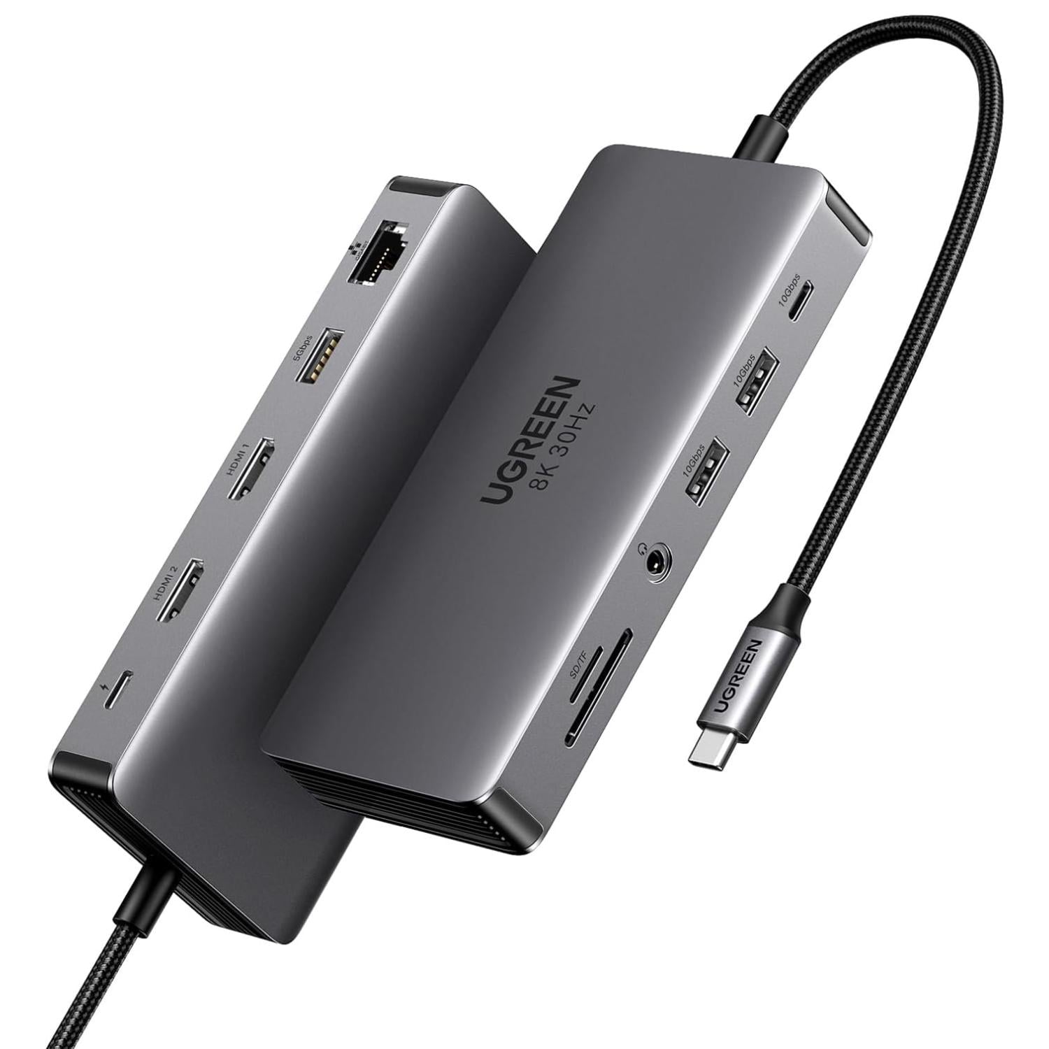Док-станция UGREEN Revodok Pro 211 CM681 11в1 2 HDMI Темно-серая (15965)
