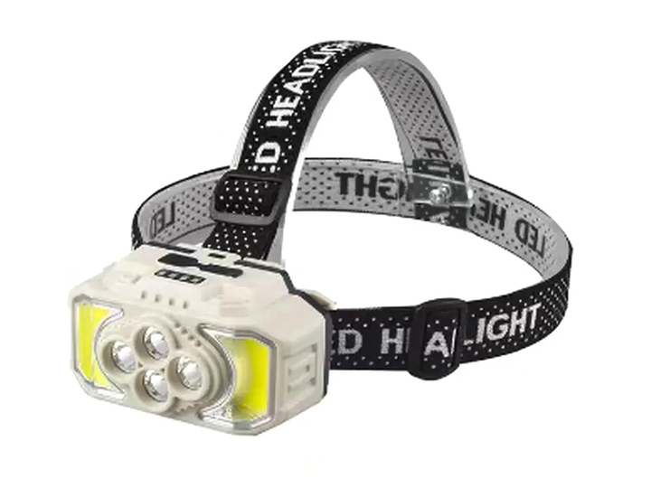 Фонарь налобный HX-815S 4XPE+2COB USB-C 18650 6 режимов Строб/Белый/Красный (ML-05293)