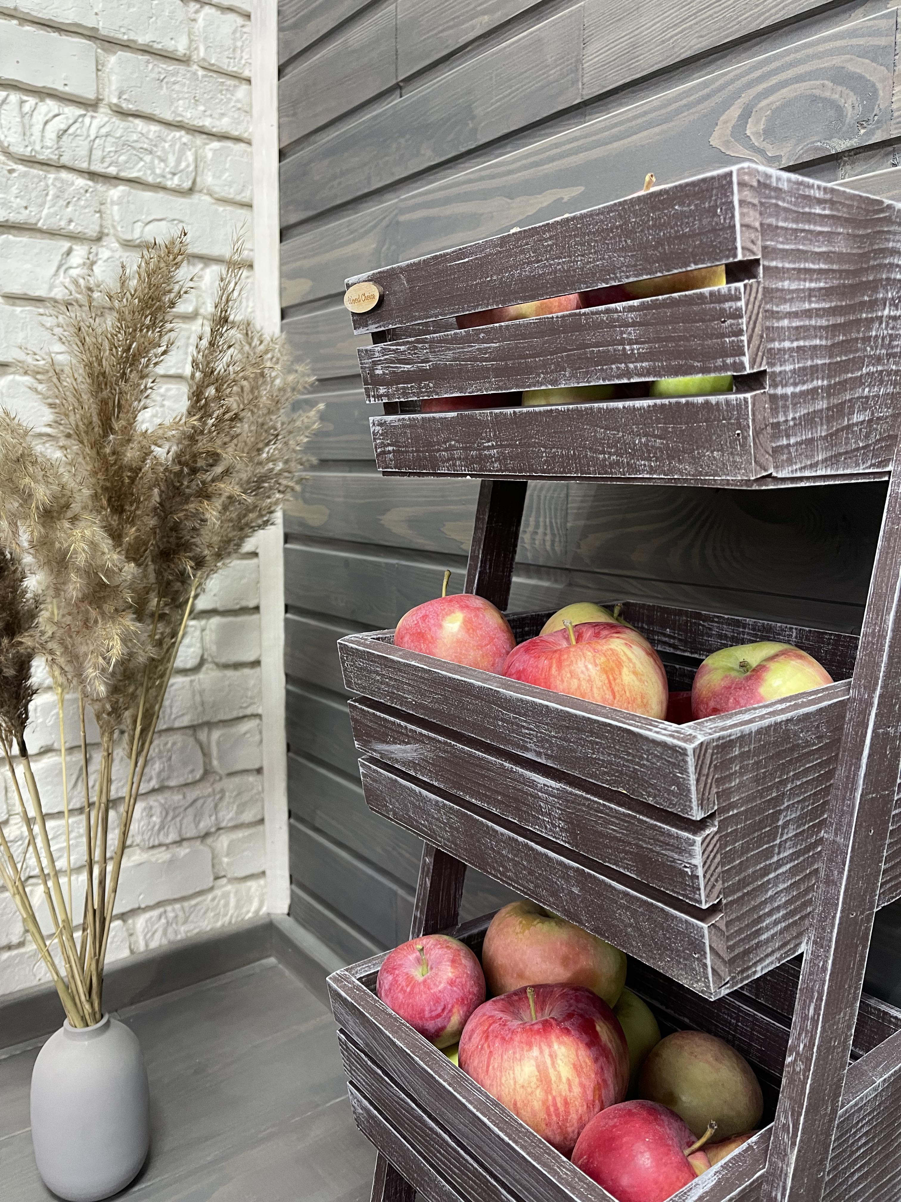 Ящик-фруктовница деревянная 4 яруса Коричневий (174) - фото 3