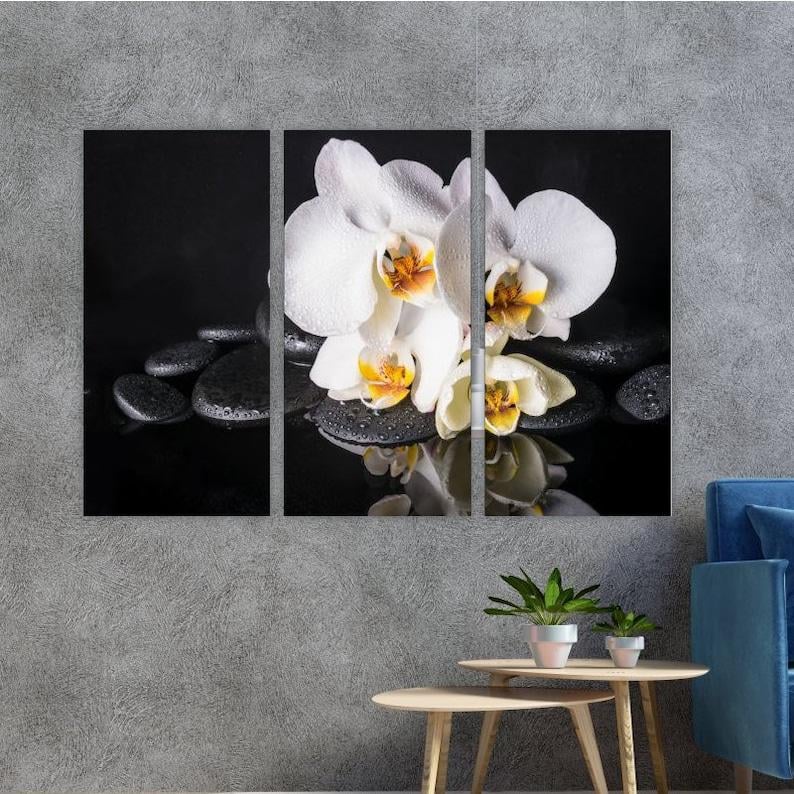 Модульная картина на холсте из трех частей KIL Art Нежная орхидея 78x48 см (M3_M_656)