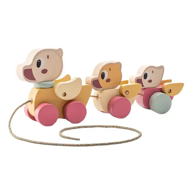 Игрушка-каталка для малышей Cubika Странствующие утята из дерева 31 см Разноцветный (150-98-15979)