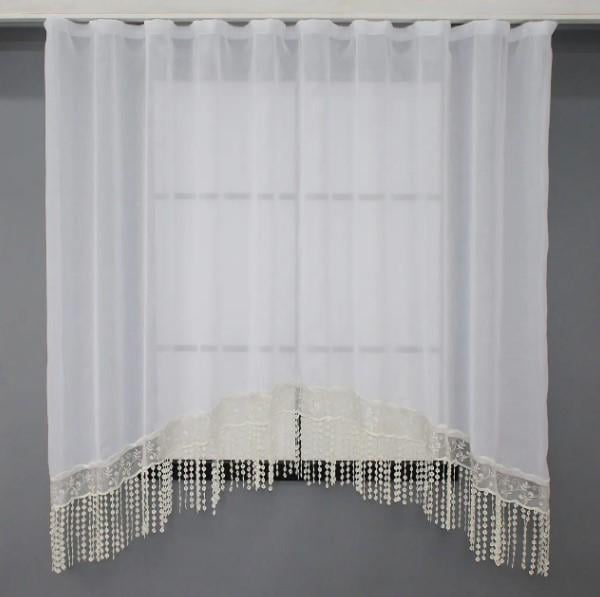 Гардина з аркою льон/макраме 260х160 см Білий (000к 51-185)