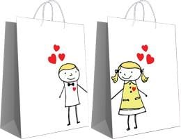 Пакет подарунковий ППМ Романтик 5 шт. 150х210х80 мм Білий з малюнком