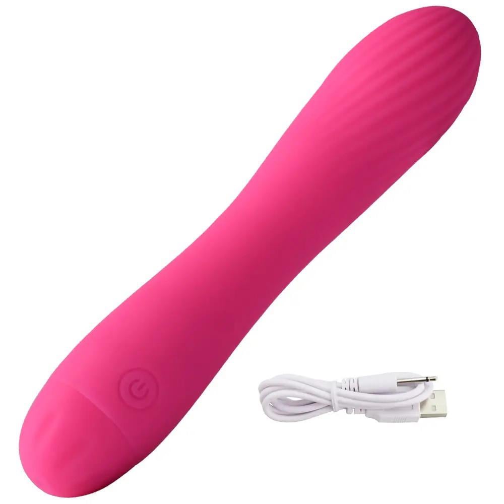 Классический вибратор с ребристым рельефом USB Розовый (pink_rud_122)