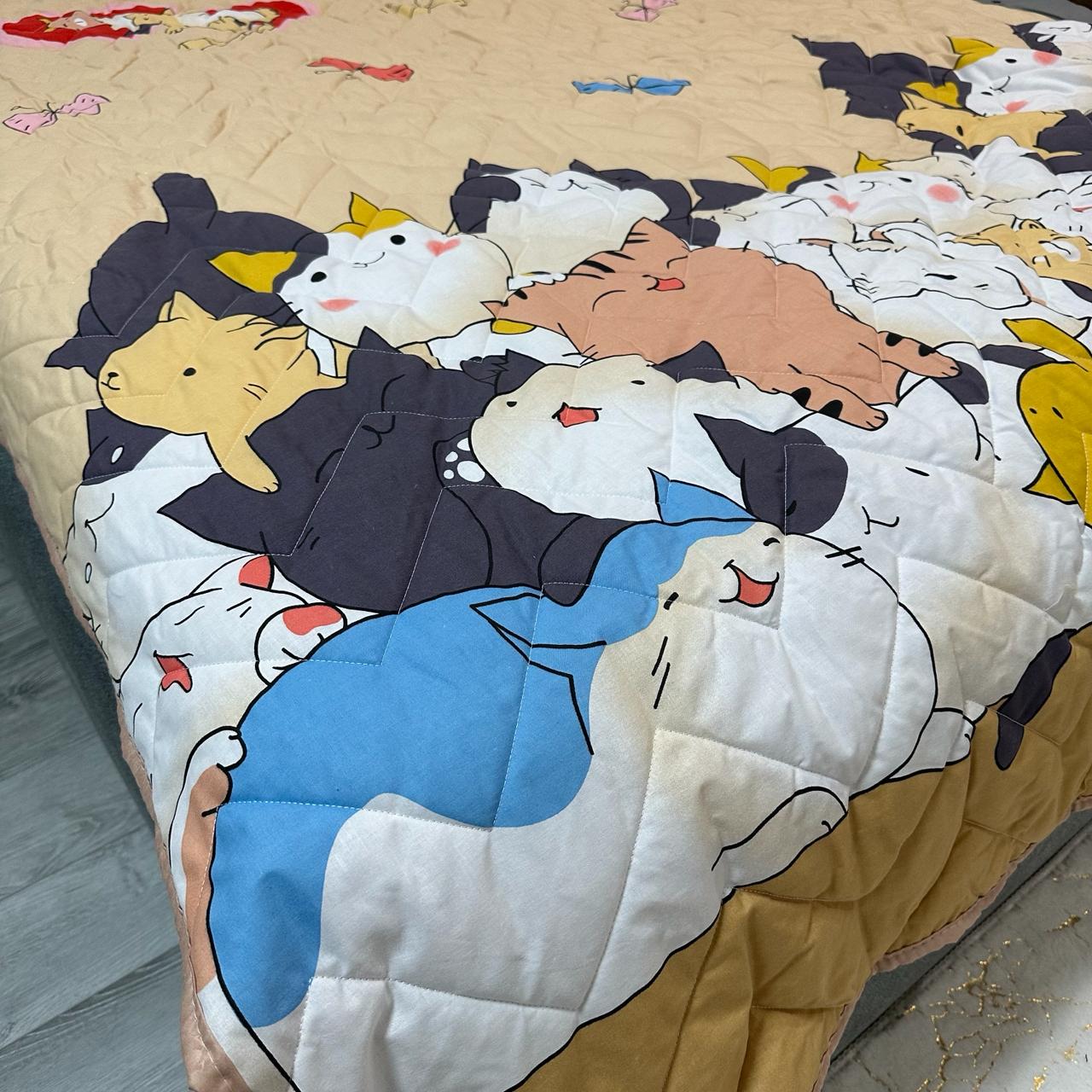 Покрывало-одеяло детское двустороннее Кошки 150х210 см Бежевый (P-DL-3) - фото 8