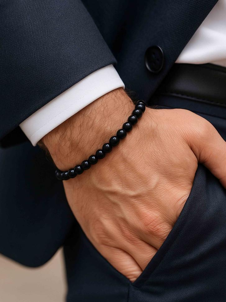 Браслет мужской натуральный шунгит (4881)