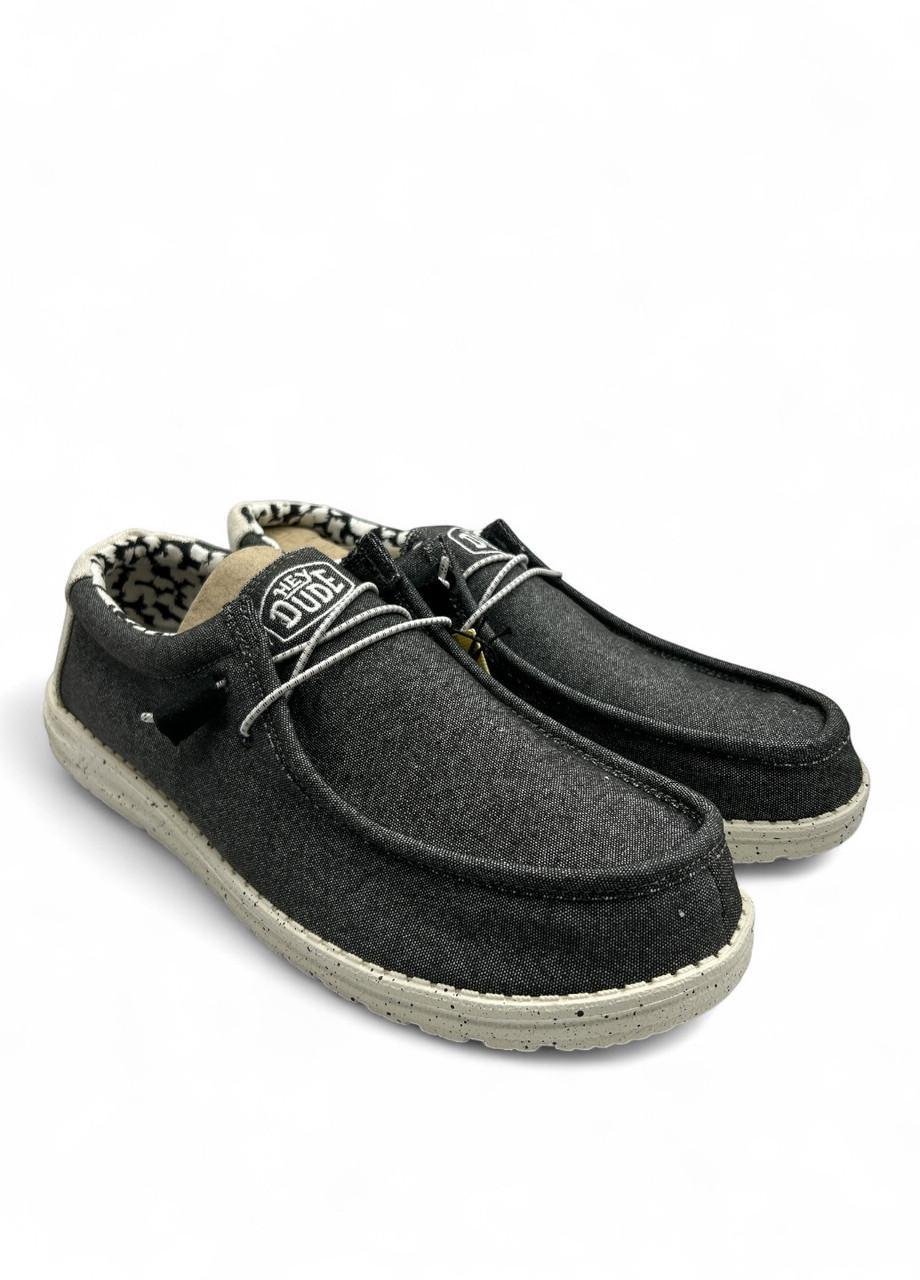 Мужские мокасны Hey Dude Wally Stretch Canvas 40022-1HX р. 43 28,2 см Черный опал (2773123974)