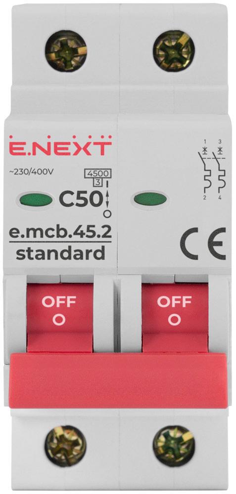 Автоматичний вимикач E.NEXT e.mcb.stand.45 50A 2P тип С - фото 2