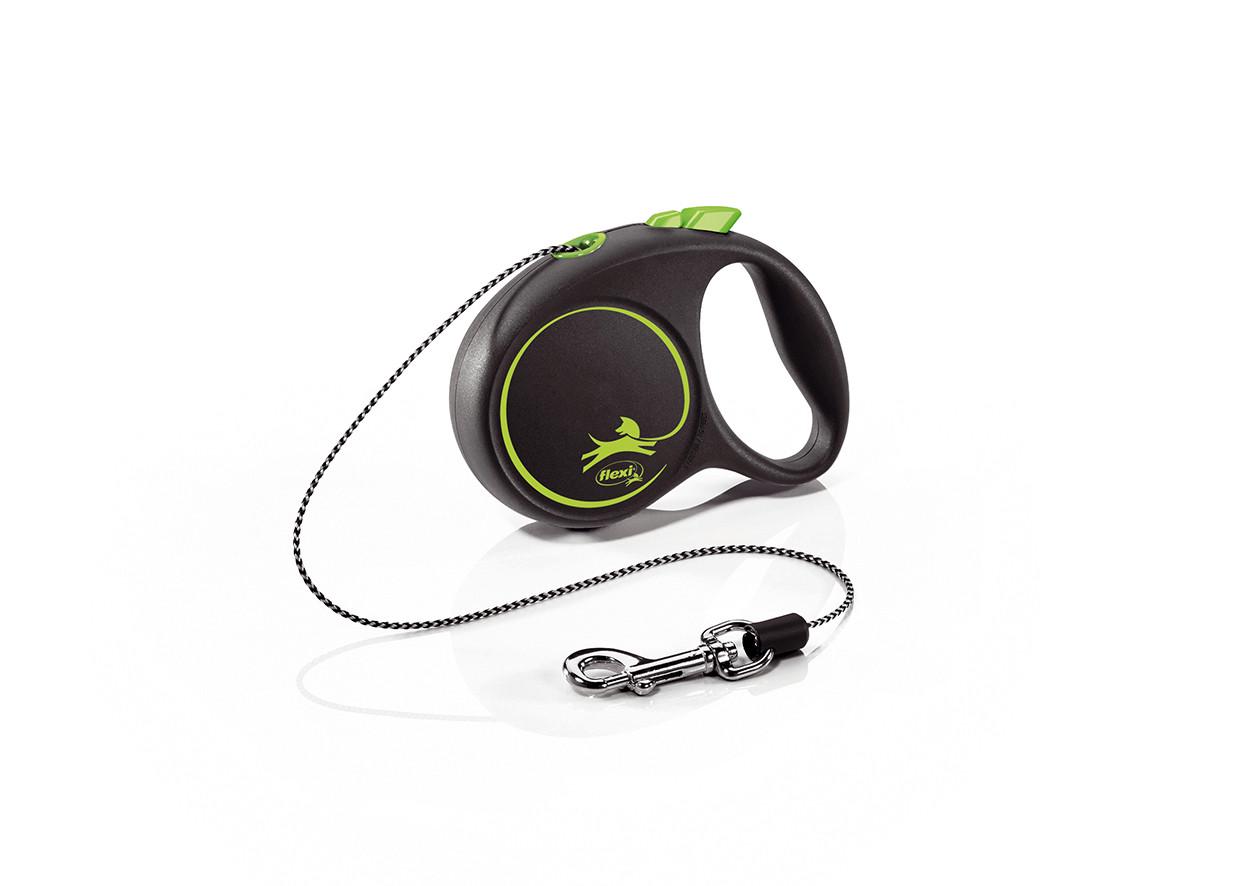 Повідець-рулетка Flexi Black Design для собак до 8 кг з тросом 3 м XS Зелений (1789932478)