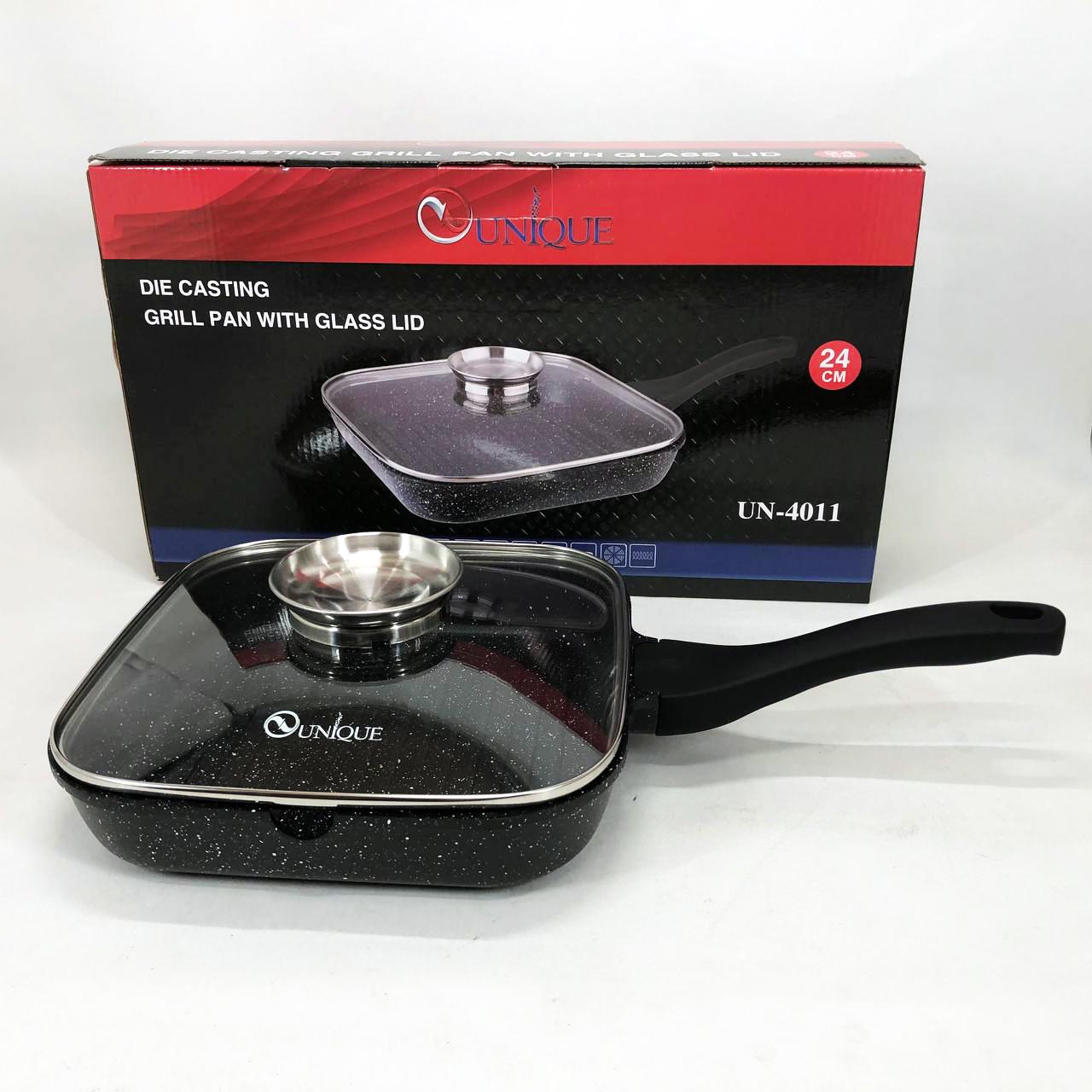 Сковорода-гриль Unique UN-4011 с крышкой 24 см