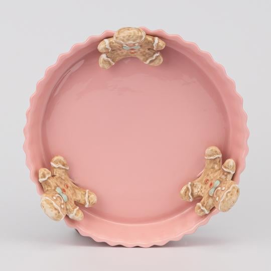 Блюдо керамическое Рождественские пряники 23 см Розовый (40179) - фото 3
