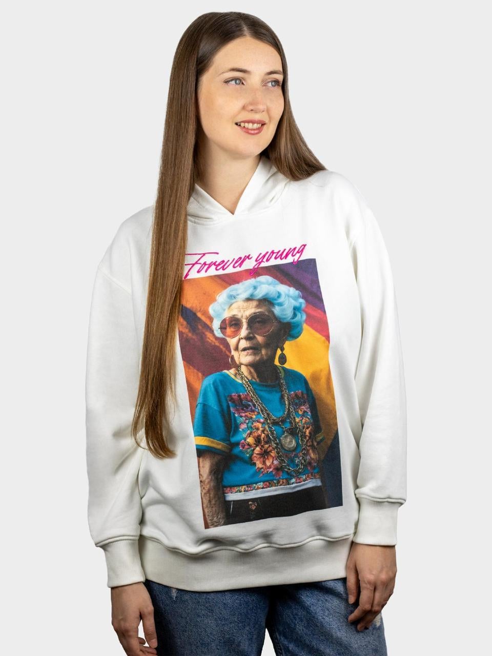 Худі унісекс оверсайз BOJO Forever young S/M Шампань