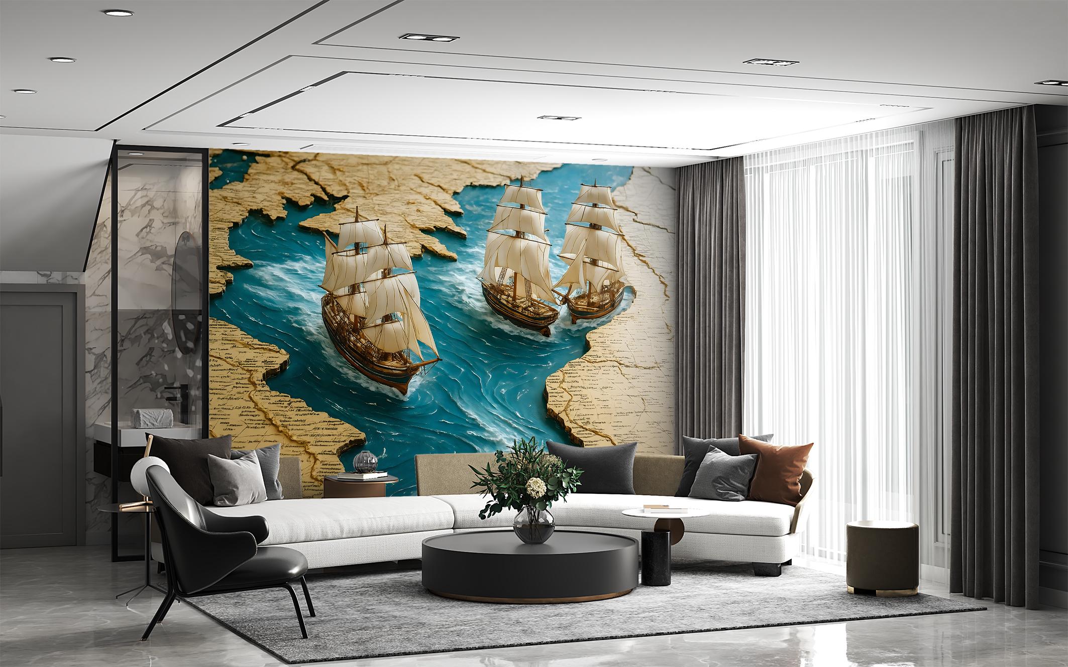 Фотообои флизелиновые Upstream Морское путешествие через карту 230х153 см (SPF-163/3) - фото 2 Фотообои флизелиновые Upstream Морское путешествие через карту 230х153 см (SPF-163/3) - фото 2