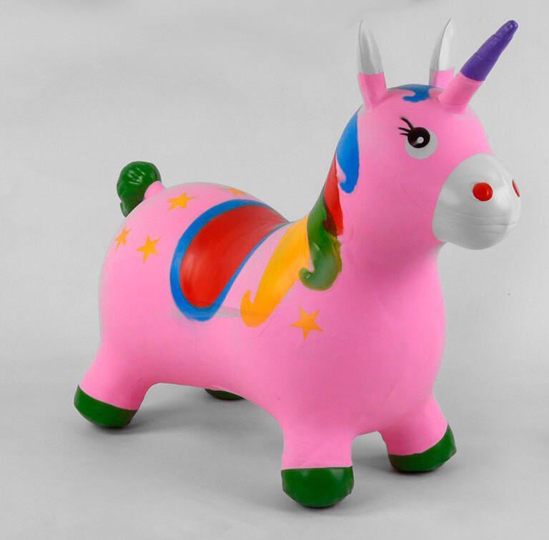 Прыгун детский Единорог надувной резиновый Розовый