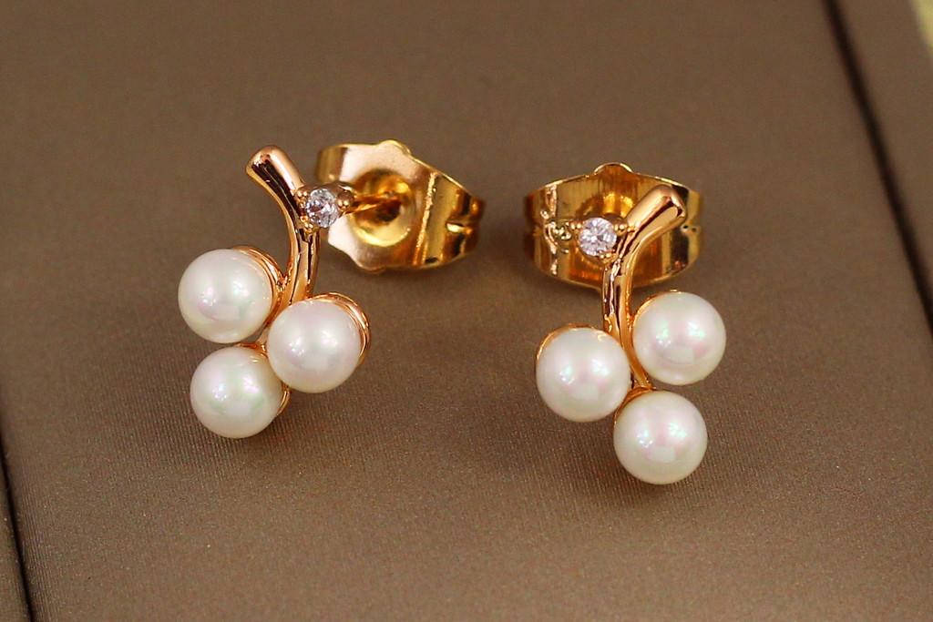 Серьги гвоздики Xuping Jewelry Хлопок с жемчужками 1,3 см Золотистый (2135281105)
