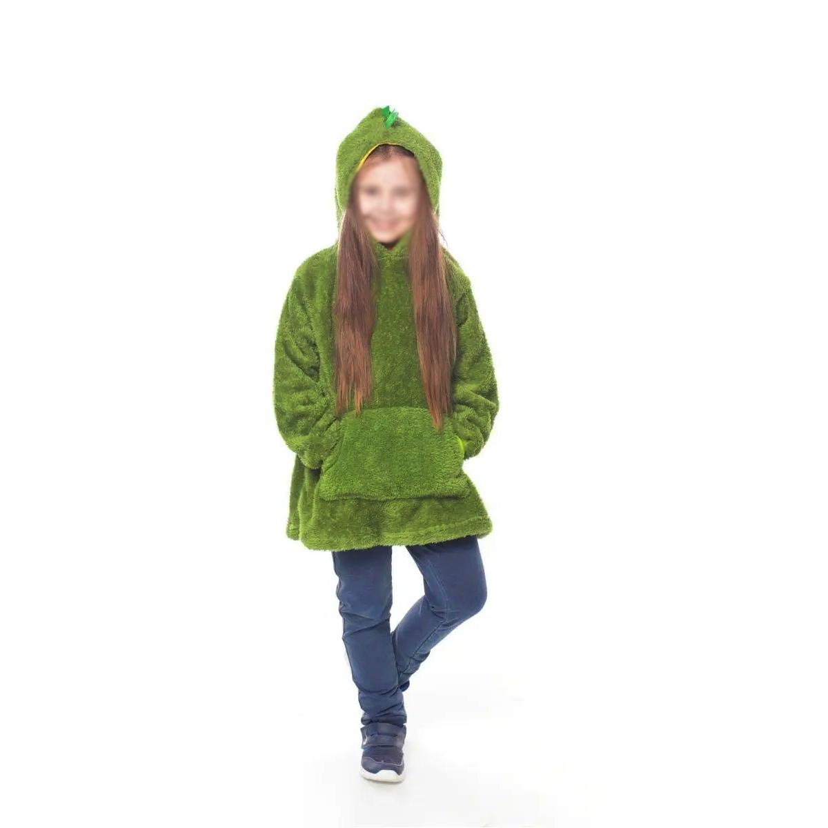 Детский плед худи с капюшоном Huggle Pets Hoodie 2в1 Зеленый дракончик (1009546-Green-1) - фото 1