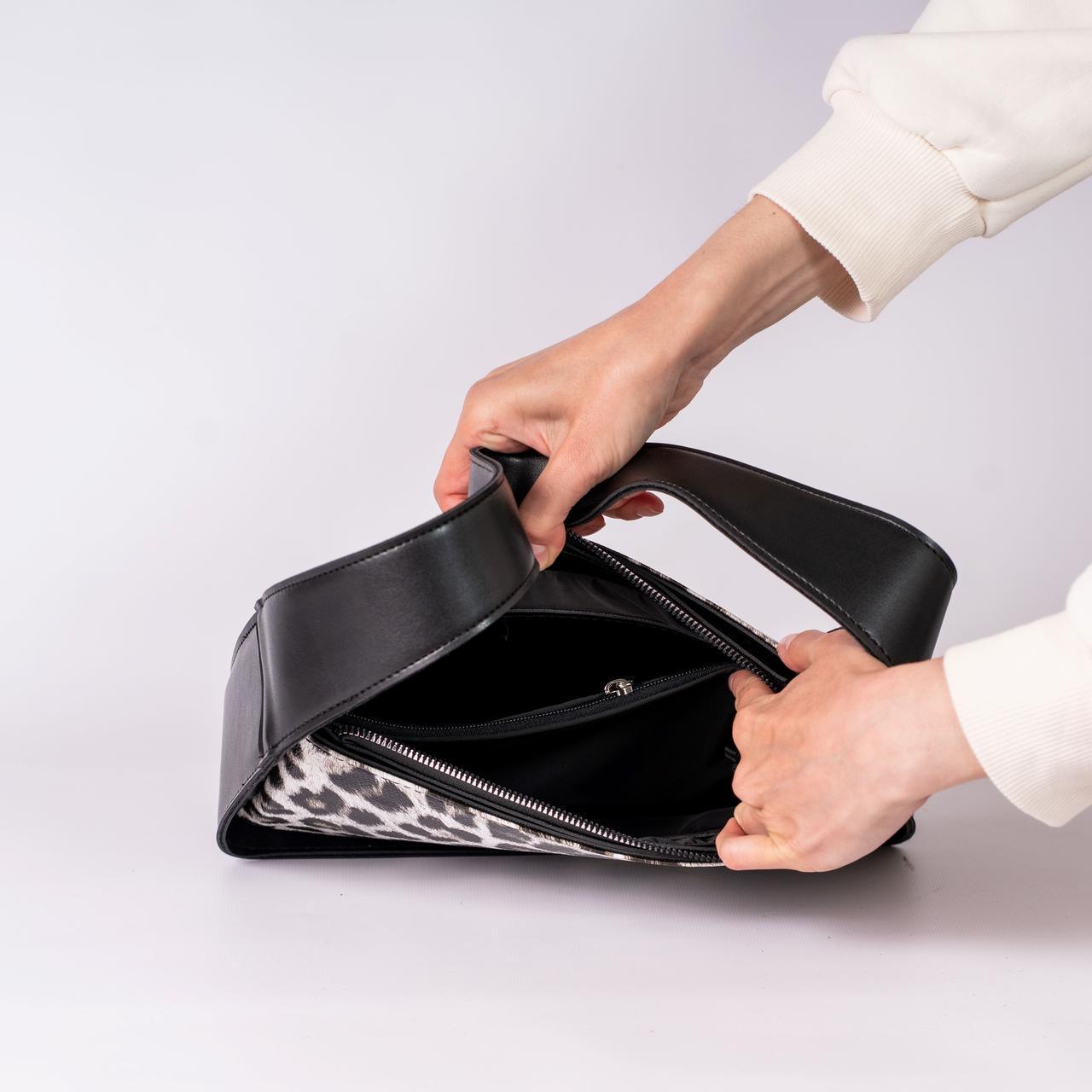 Сумка женская багет леопардовый XENIA № 24-22 из эко-кожи Черный - фото 2