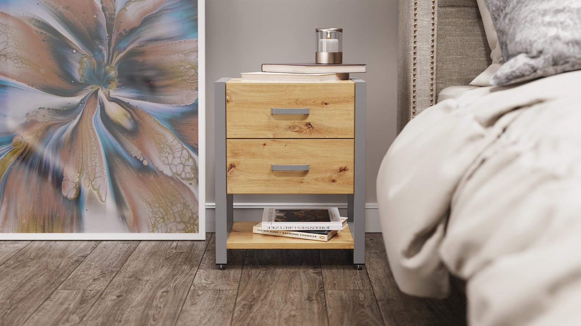 Тумба универсальная Ferrum-decor Вивьен ДСП 16 мм 2/1 50x41x40 Серый/Дуб Артизан (FRD-106869)