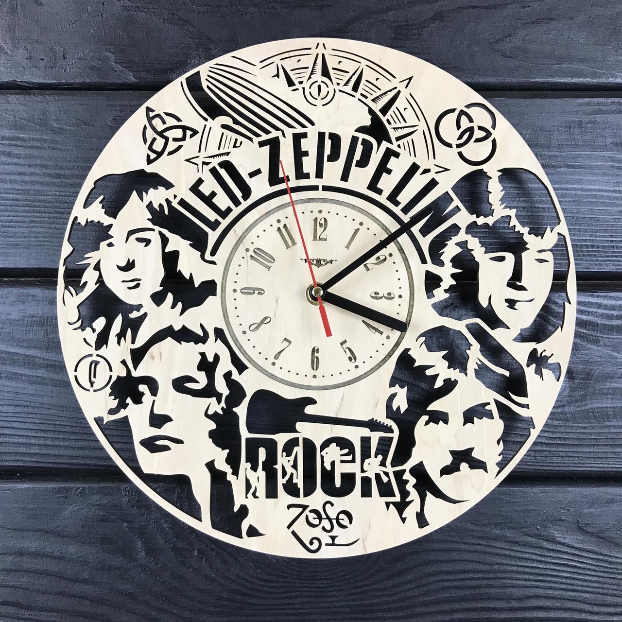 Часы настенные дизайнерские из дерева Led Zeppelin