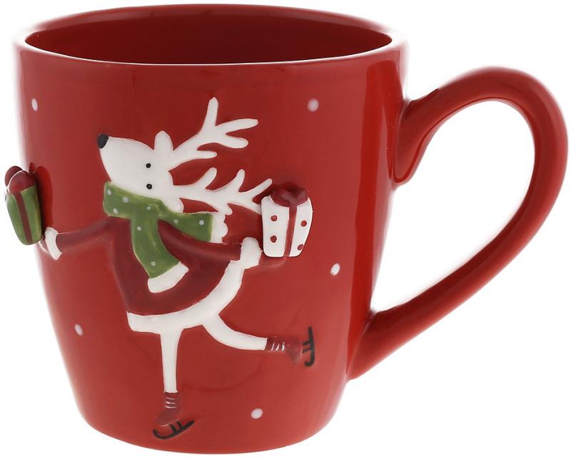 Кружки керамічні Олень з подарунком 2 шт. 470 мл Кружки керамічні Олень з подарунком 2 шт. 470 мл