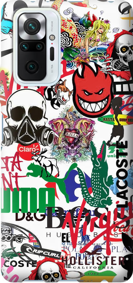Чехол на Xiaomi Redmi Note 10 Pro Many different logos (4022u-2297-42517)