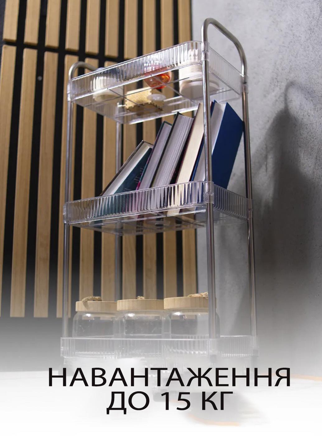 Полочка-этажерка Elysis MK-23 3-ярусная из пластика на колесиках Прозрачный (14124141) - фото 2