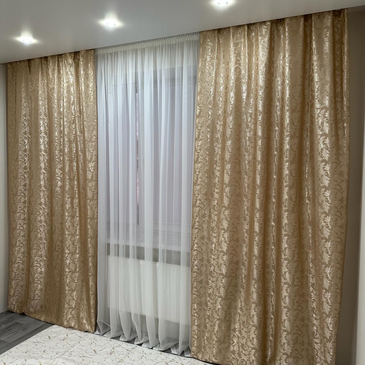 Штори Севілья жаккардові 1,5 х2, 7 м 2 шт. Бежевий (28740421) - фото 2 Штори Севілья жаккардові 1,5 х2, 7 м 2 шт. Бежевий (28740421) - фото 2