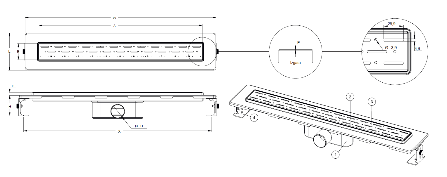 Трап линейный MAXIFLOW Standart line 60 см с решеткой Волна (4022.TY050K.60) - фото 9