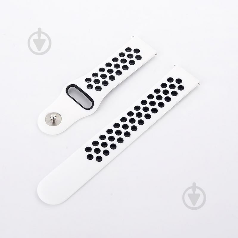 Ремінець BeWatch для Samsung Galaxy Watch 3 41 mm силіконовий перфорований 20мм Біло-Чорний (1010121)