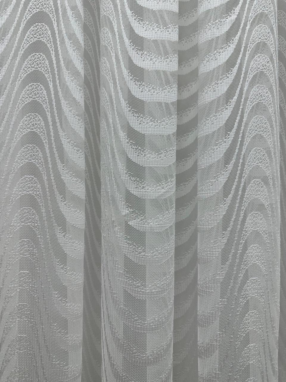 Тюль готовий однотонний Хвиля на жакардовій основі 300х250 см на тасьмі 6 см Молочний - фото 8 Тюль готовий однотонний Хвиля на жакардовій основі 300х250 см на тасьмі 6 см Молочний - фото 8