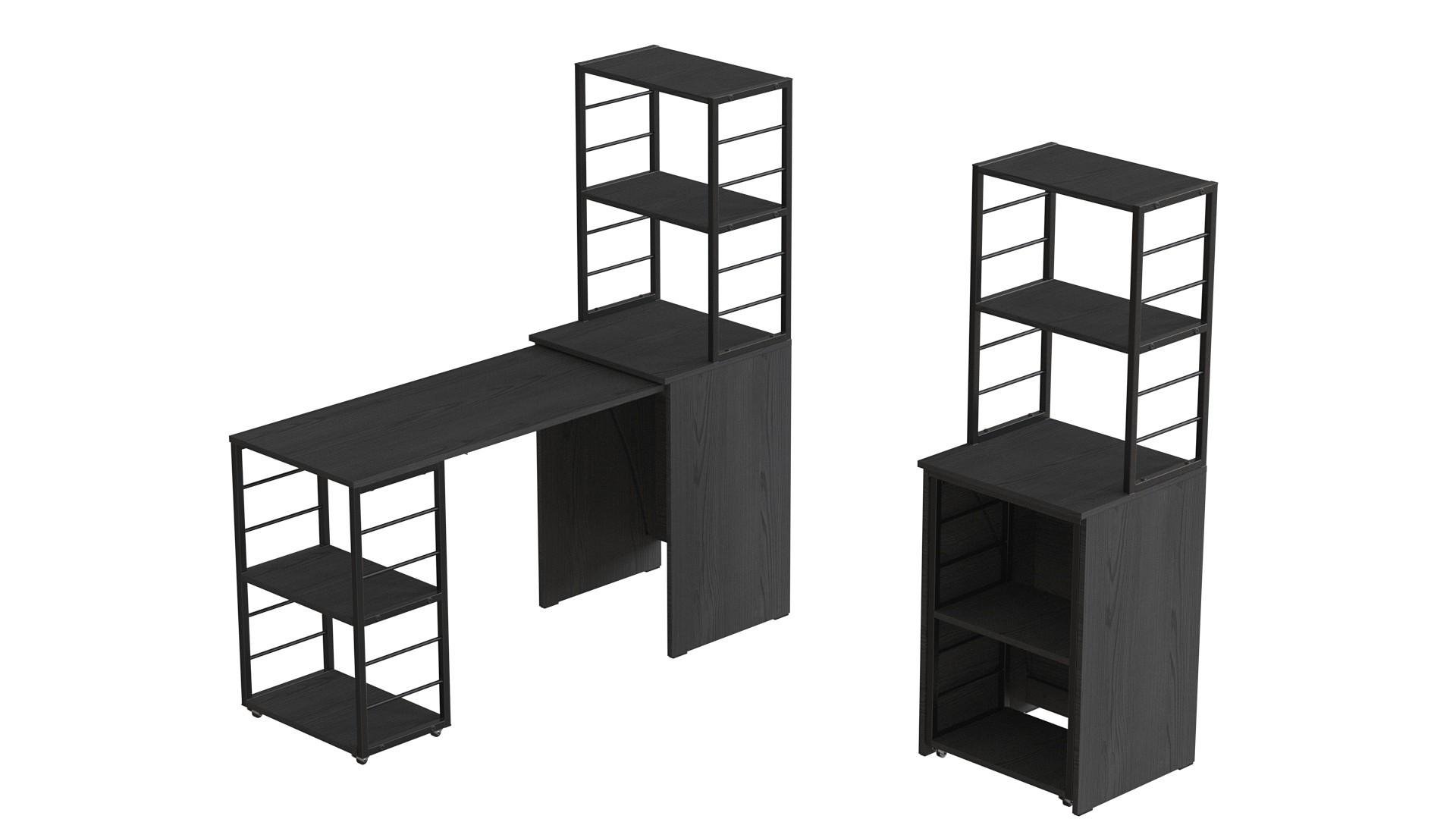 Стіл-тумба трансформер Ferrum-decor Смарт 3/2 з етажеркою метал/ДСП 16 мм 1430x1450x600 мм Чорний/Сосна Кембра (FRD-105118) - фото 6 Стіл-тумба трансформер Ferrum-decor Смарт 3/2 з етажеркою метал/ДСП 16 мм 1430x1450x600 мм Чорний/Сосна Кембра (FRD-105118) - фото 6