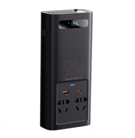 Перетворювач автомобільний Baseus Super Si Inverter 500 W 220 V CN/EU Black (386710001) - фото 4