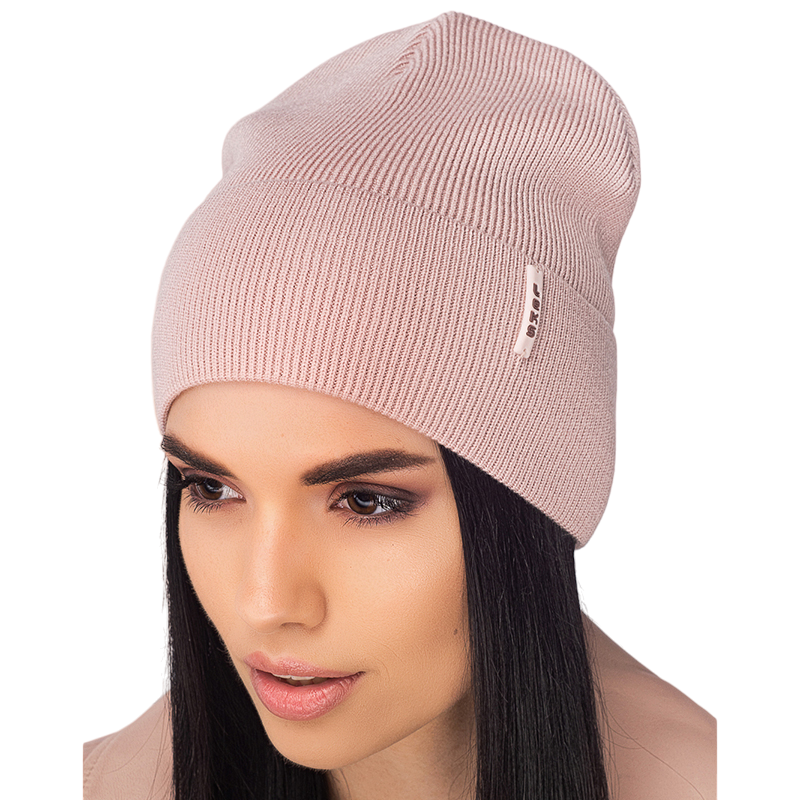 Шапка женская Leks Эви с отворотом на флисе OS Светло-пудровый (122402)