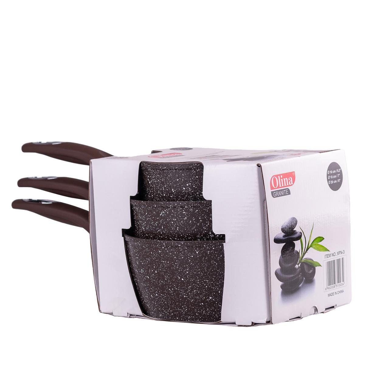 Набор ковшей Olina с антипригарным покрытием алюминиевые 3 шт. Коричневый (HP656) - фото 5