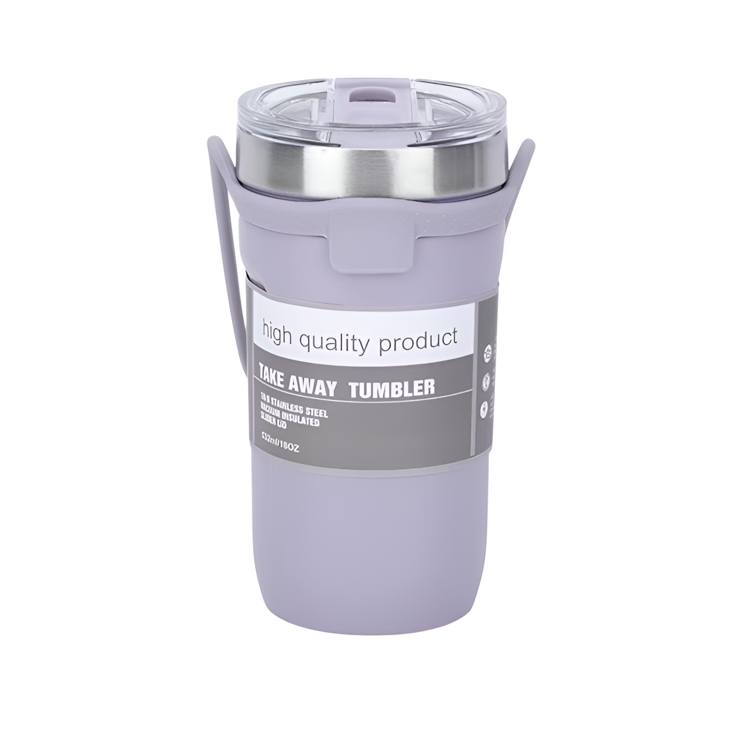 Термокружка Stenson MT 5347 с силиконовой ручкой двойная стенка для горячих напитков 500 мл Фиолетовая (627859)