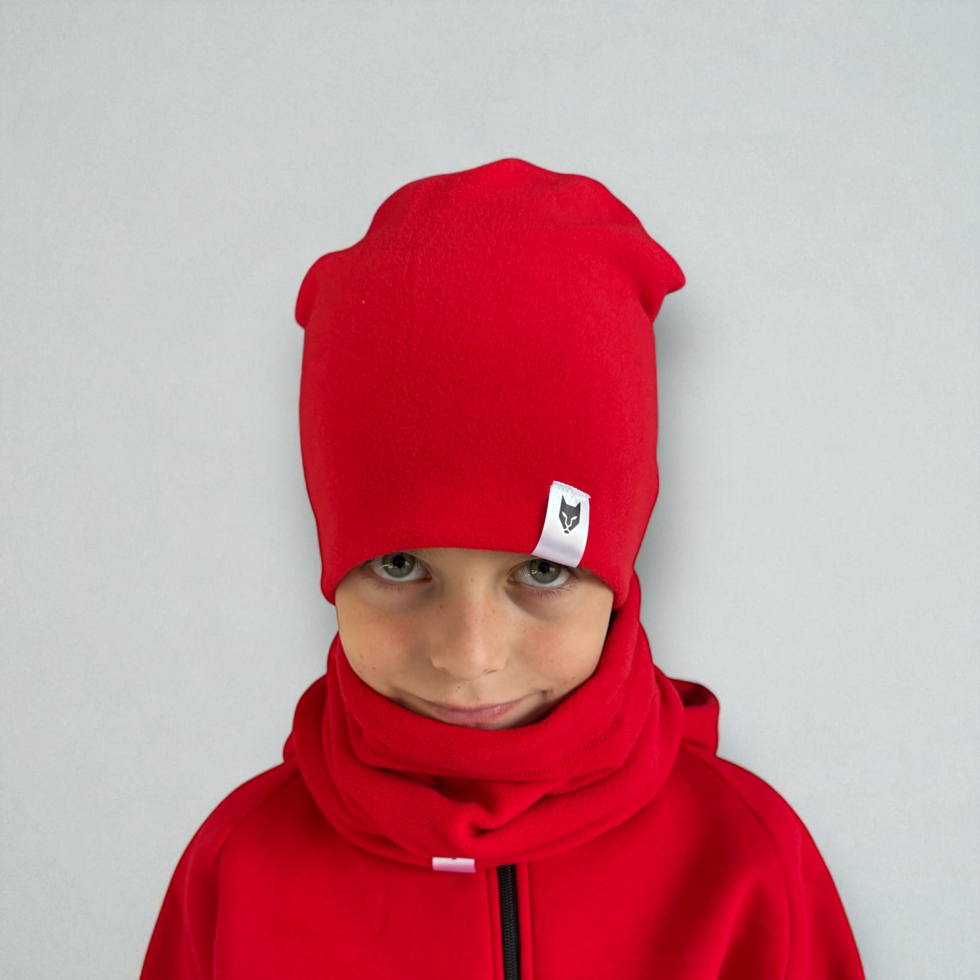 Набір шапка та снуд із мікрофлісу для тренувань та прогулянок 58 см Червоний - фото 4