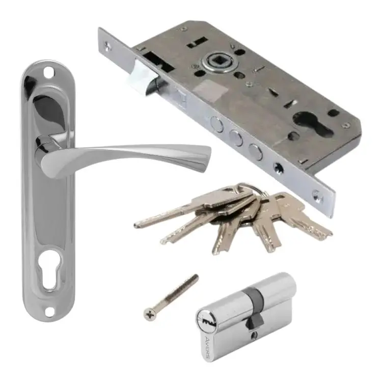 Комплект замок врізний Apecs 2600-CR with BP з ручками Avers HP-85.1823-CR та циліндром CordonTech ZM 70-CR