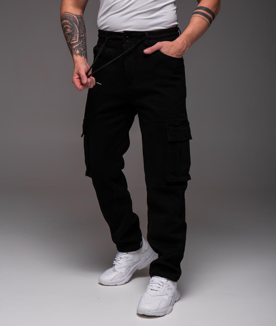 Джинсы мужские зимние VV ​​на флисе с карманами р. 29 Черный (2439)