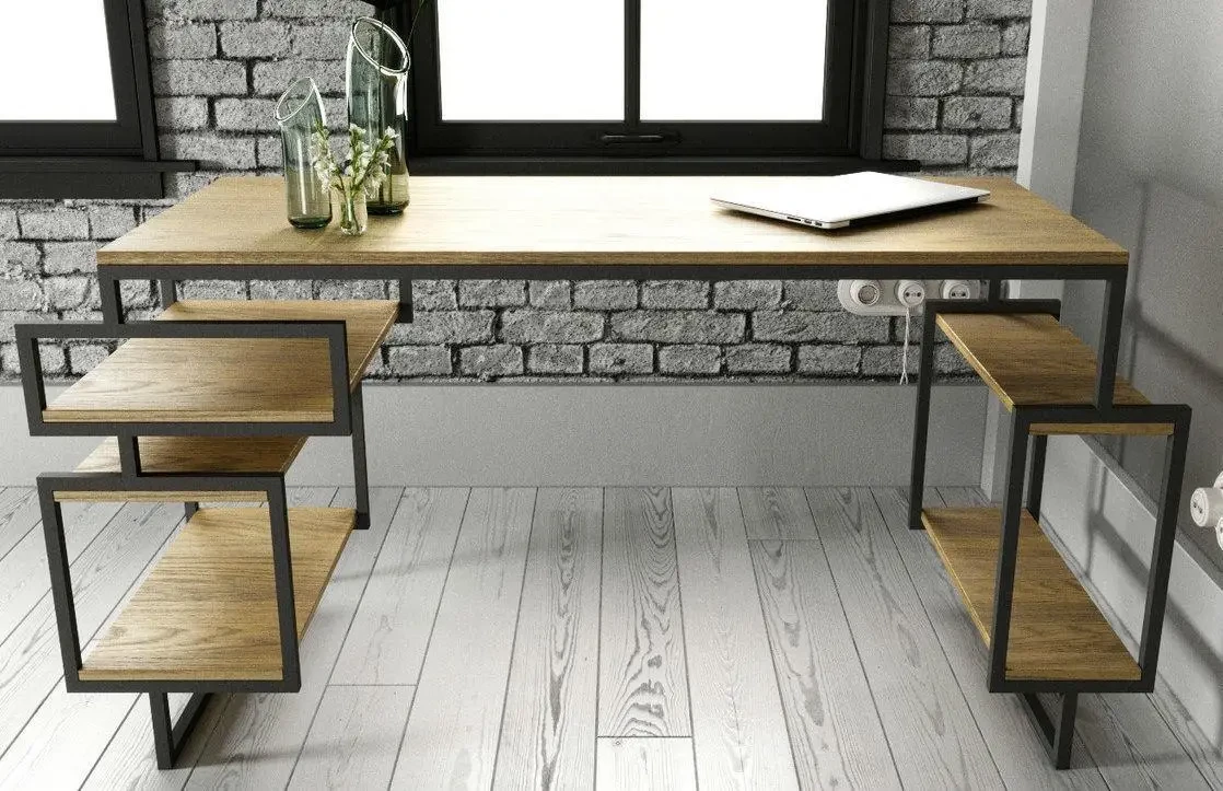 Стол письменный рабочий LOFT NS-1390 для кабинета Серый (3075780558)