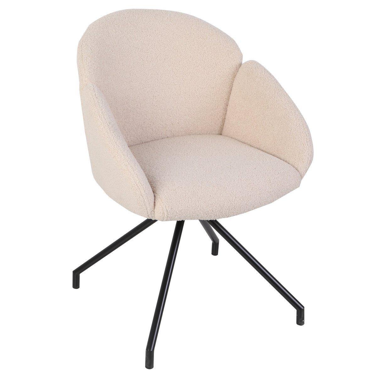 Стул кухонный Intarsio LINDA Teddy 180° Черный/Кремовый букле (LINDACR)