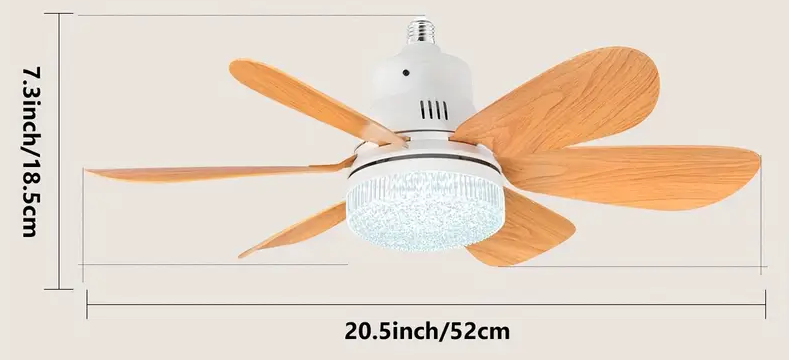 Вентилятор стельовий з підсвіткою та пультом ДК 52 см Дерево (28219348) - фото 3