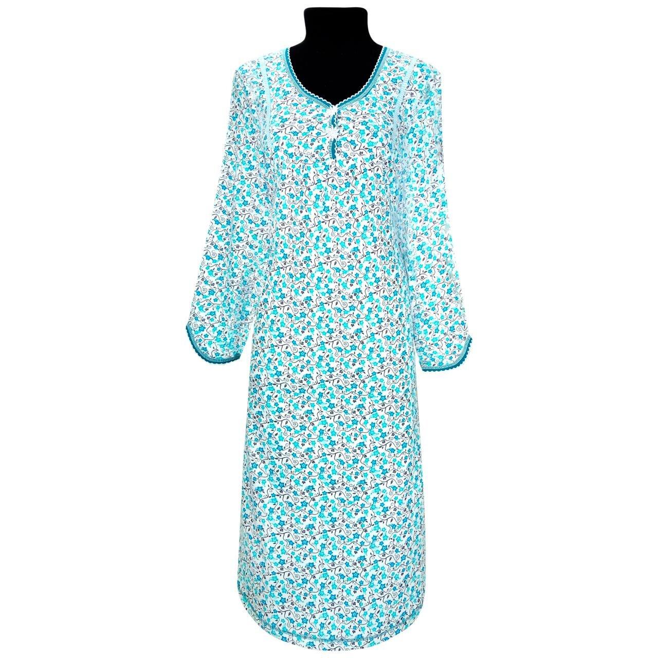 Нічна сорочка ромашка начес з довгими рукавами р. 68-70 Бірюзовий (0336) - фото 2 Нічна сорочка ромашка начес з довгими рукавами р. 68-70 Бірюзовий (0336) - фото 2