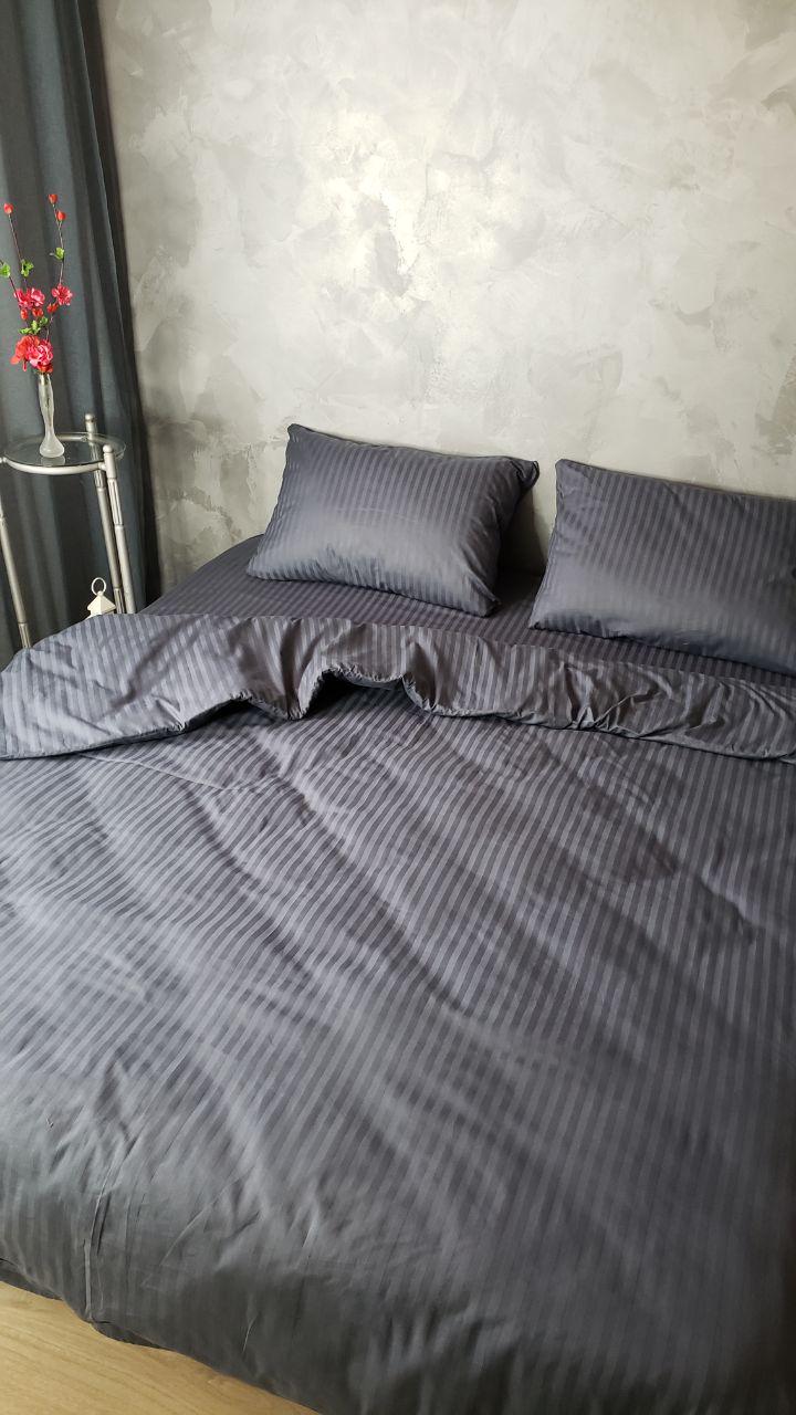 Комплект постельного белья Страйп Сатин Люкс Евро 70x70 см (000721)