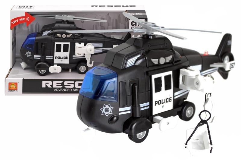 Вертолет инерционный WenYi Полиция озвученный/со светом 32,5x12x19 см Черный (WY750C)