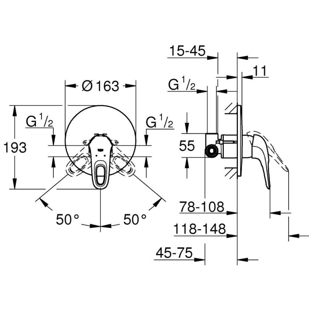 Змішувач для душа прихованого монтажу Grohe Eurostyle 33635003 Хром (111068) - фото 2