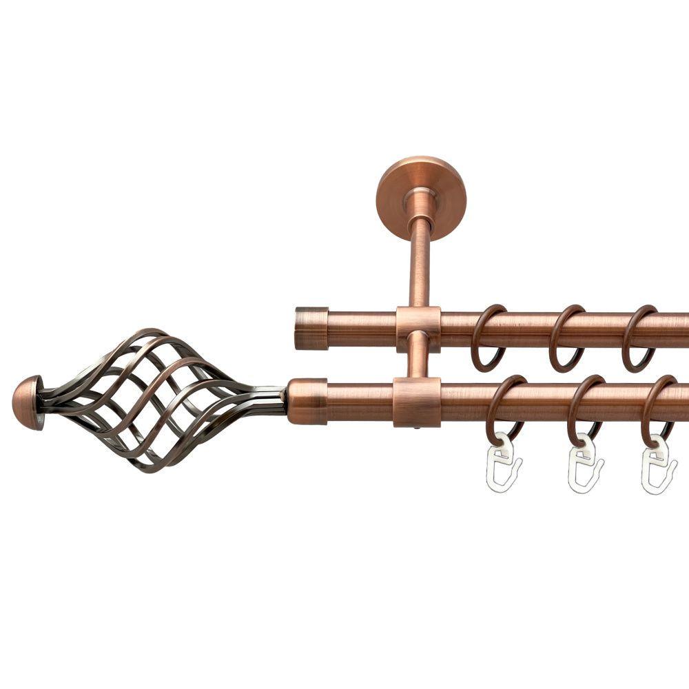 Карниз для штор Orvit Арезо двухрядный гладкий 16/16 мм 200 см Античная медь (00-00019779)