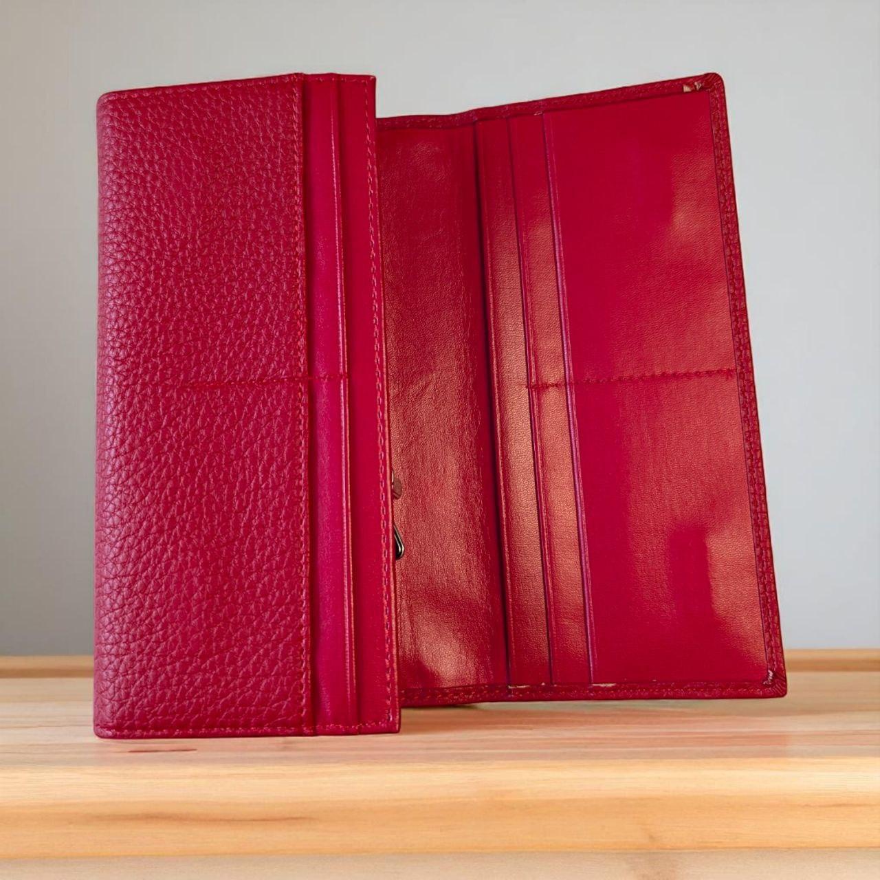 Гаманець жіночий великий на магніті із зовнішнім відділенням для монет Saralyn 19х10 см Червоний (2-82A) - фото 3 Гаманець жіночий великий на магніті із зовнішнім відділенням для монет Saralyn 19х10 см Червоний (2-82A) - фото 3