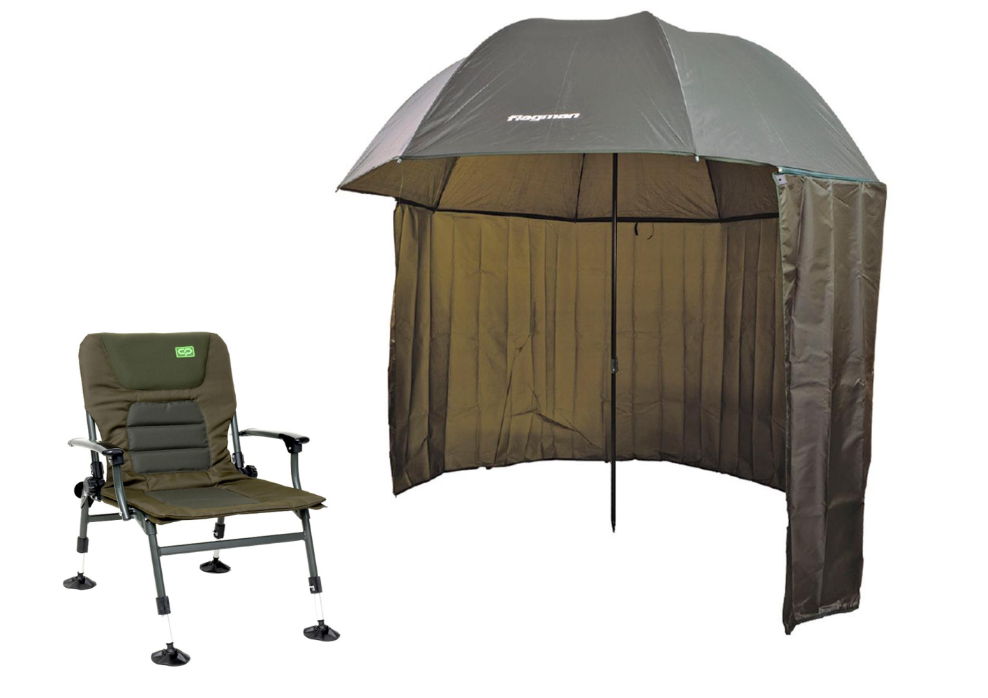 Набір парасоля рибальська Flagman UT25SPAG/Крісло корпове Carp Pro Torus (CPH76247)